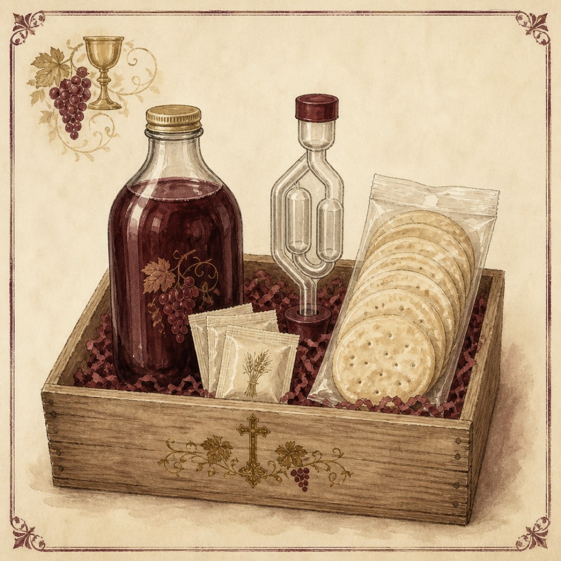 The complete home communion kit in its crate
